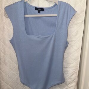 Lulu's Light Blue Ribbed Bodysuit